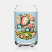 Patchwork-Elefanten-Blumenwiesen-Charm Dosenglas (Vorderseite)