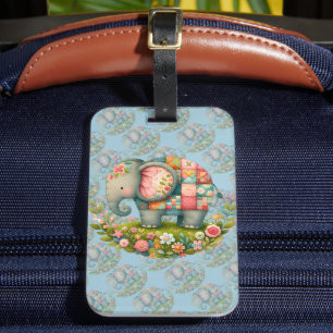 Patchwork-Elefanten-Blumenwiesen-Charm Gepäckanhänger