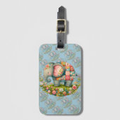 Patchwork-Elefanten-Blumenwiesen-Charm Gepäckanhänger (Vorderseite Vertikal)