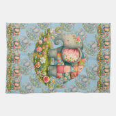 Patchwork-Elefanten-Blumenwiesen-Charm Geschirrtuch (Horizontal)