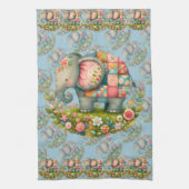 Patchwork-Elefanten-Blumenwiesen-Charm Geschirrtuch (Vertikal)