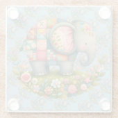 Patchwork-Elefanten-Blumenwiesen-Charm Glasuntersetzer (Rückseite)
