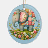 Patchwork-Elefanten-Blumenwiesen-Charm Keramik Ornament (Links)