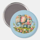 Patchwork-Elefanten-Blumenwiesen-Charm Magnet (Vorderseite/Rückseite)