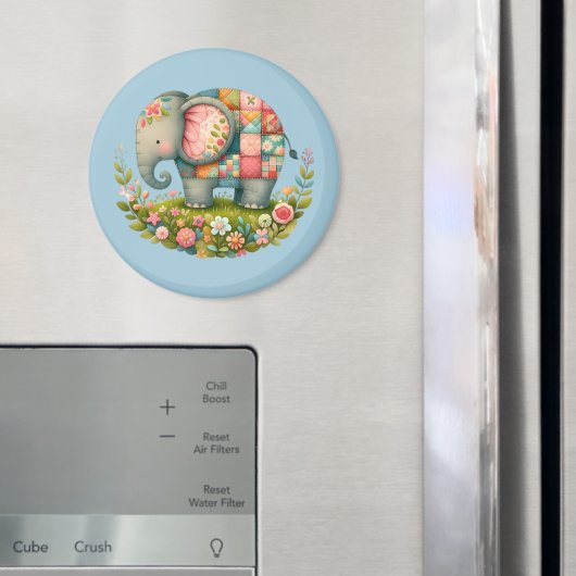 Patchwork-Elefanten-Blumenwiesen-Charm Magnet (In Situ (Kühlschrank))