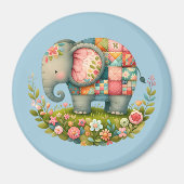 Patchwork-Elefanten-Blumenwiesen-Charm Magnet (Vorne)