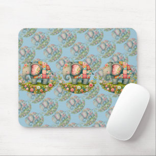Patchwork-Elefanten-Blumenwiesen-Charm Mousepad