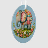 Patchwork-Elefanten-Blumenwiesen-Charm Ornament (Vorderseite)
