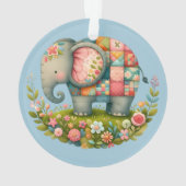 Patchwork-Elefanten-Blumenwiesen-Charm Ornament (Rückseite)
