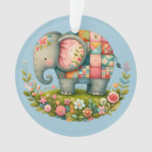 Patchwork-Elefanten-Blumenwiesen-Charm Ornament (Vorderseite)