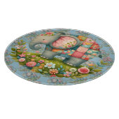 Patchwork-Elefanten-Blumenwiesen-Charm Schneidebrett (Ecke)