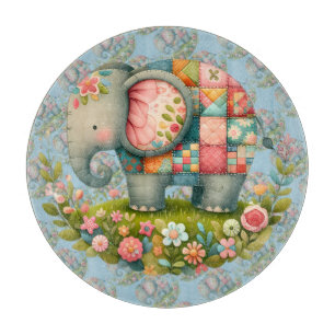 Patchwork-Elefanten-Blumenwiesen-Charm Schneidebrett