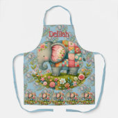 Patchwork-Elefanten-Blumenwiesen-Charm Schürze (Vorderseite)