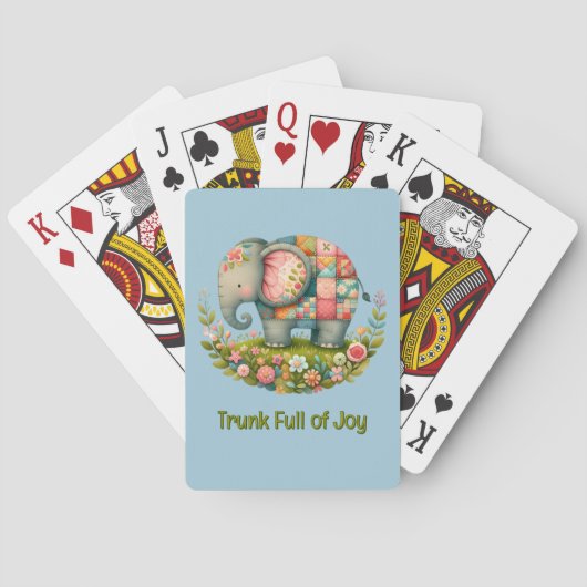 Patchwork-Elefanten-Blumenwiesen-Charm Spielkarten (Rückseite)