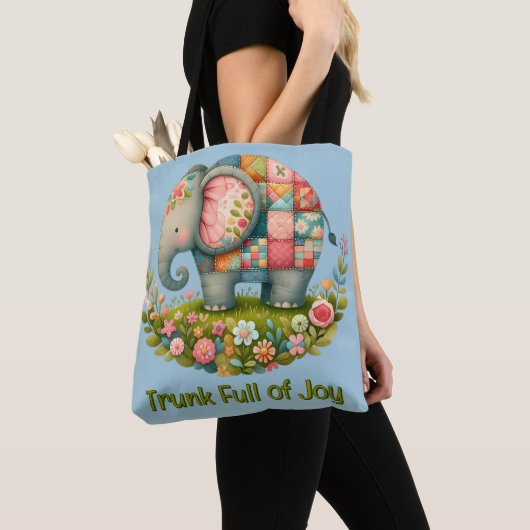 Patchwork-Elefanten-Blumenwiesen-Charm Tasche (Von Nahem)