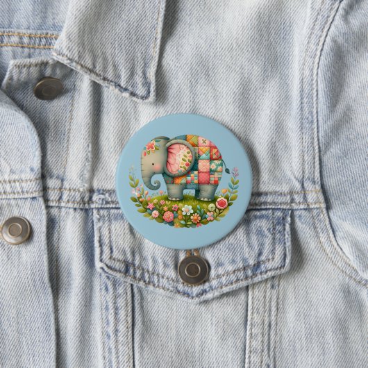 Patchwork Elephant Floral Meadow Charm Button (Beispiel)