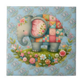 Patchwork Elephant Floral Meadow Charm Fliese (Vorderseite)