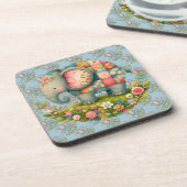 Patchwork Elephant Floral Meadow Charm Getränkeuntersetzer (Linke Seite)