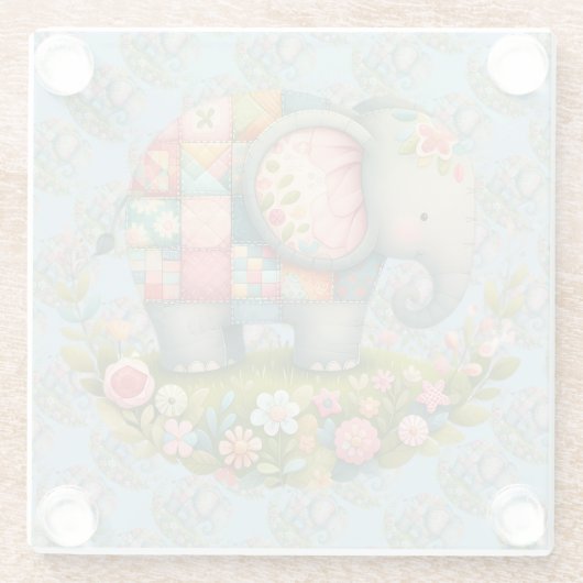 Patchwork Elephant Floral Meadow Charm Glasuntersetzer (Rückseite)