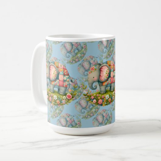 Patchwork Elephant Floral Meadow Charm Kaffeetasse (Vorderseite Links)