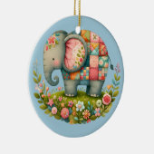 Patchwork Elephant Floral Meadow Charm Keramik Ornament (Rechts)