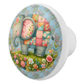 Patchwork Elephant Floral Meadow Charm Keramikknauf (Rechts)