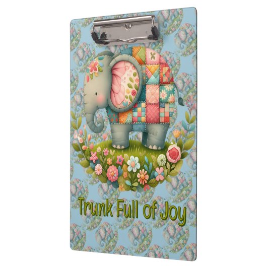 Patchwork Elephant Floral Meadow Charm Klemmbrett (Links)