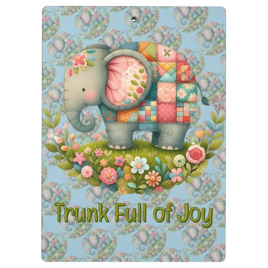 Patchwork Elephant Floral Meadow Charm Klemmbrett (Rückseite)