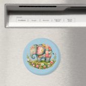 Patchwork Elephant Floral Meadow Charm Magnet (In Situ (Geschirrspüler))