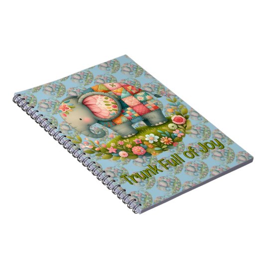 Patchwork Elephant Floral Meadow Charm Notizblock (Rechte Seite)