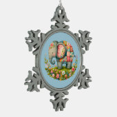 Patchwork Elephant Floral Meadow Charm Schneeflocken Zinn-Ornament (Links)