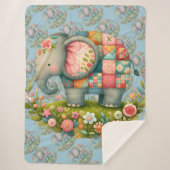 Patchwork Elephant Floral Meadow Charm Sherpadecke (Vorderseite)