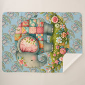 Patchwork Elephant Floral Meadow Charm Sherpadecke (Vorderseite (Horizontal))
