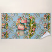 Patchwork Elephant Floral Meadow Charm Strandtuch (Vorderseite)