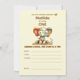 Patchwork Elephant “Growing Strong”   Einladung