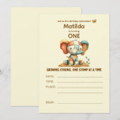 Patchwork Elephant “Growing Strong”   Einladung (Vorne/Hinten)