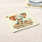 Patchwork Elephant “Growing Strong Rechteckiger Pappuntersetzer (angewinkelt)