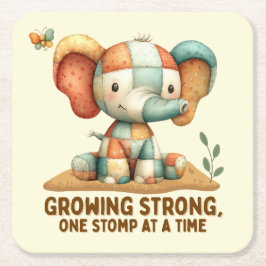 Patchwork Elephant “Growing Strong Rechteckiger Pappuntersetzer