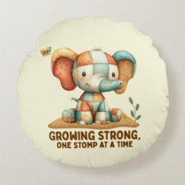 Patchwork Elephant “Growing Strong Rundes Kissen