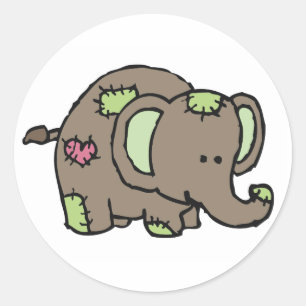 Patchwork Elephant Stickers - grün & braun