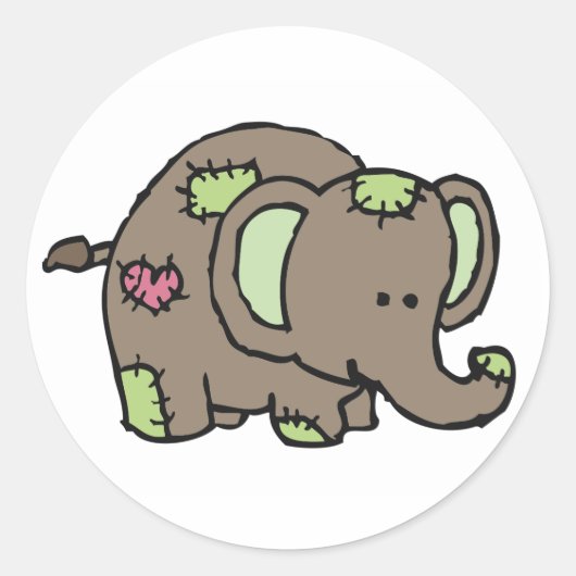 Patchwork Elephant Stickers - grün & braun (Vorderseite)