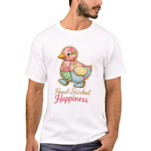 Patchwork-Enten-T-Shirt mit Stickerei – „Hand‑Stit