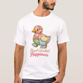 Patchwork-Enten-T-Shirt mit Stickerei – „Hand‑Stit T-Shirt