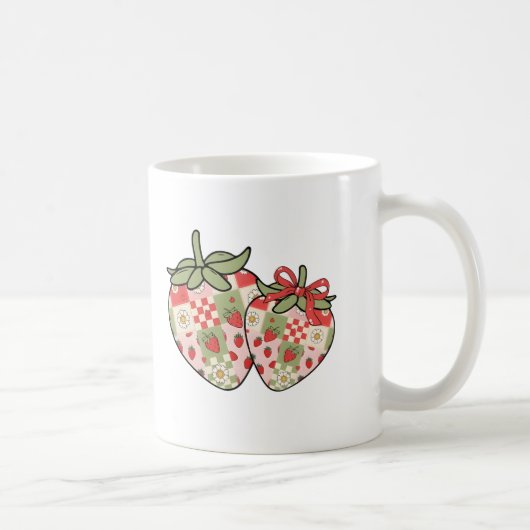 Patchwork-Erdbeer-Herzen Süße Coquette-Kunst Kaffeetasse (Rechts)