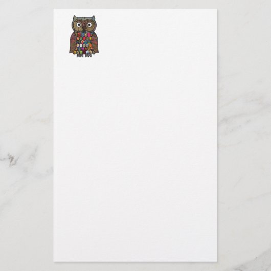 Patchwork-Eule Briefpapier (Vorderseite)