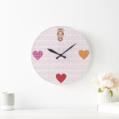 Patchwork-Eule-Herz Große Wanduhr (Zuhause)