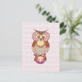 Patchwork-Eule-Herz Postkarte (Stehend Vorderseite)