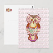 Patchwork-Eule-Herz Postkarte (Vorne/Hinten)