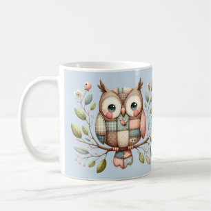 Patchwork-Eule im märchenhaften Wald Kaffeetasse