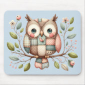 Patchwork-Eule im märchenhaften Wald Mousepad (Vorne)
